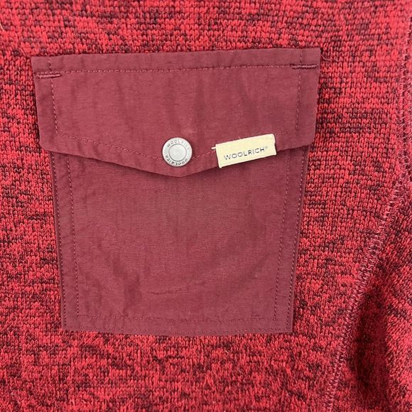 Woolrich Mens Red Polyester Snap Button Long Sleeve Pull Over Sweater Large - Picture 4 of 6